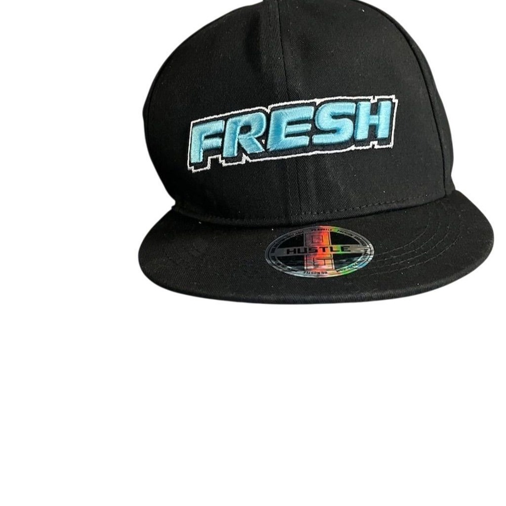 FreshnDope Snapback Hat Black w/ Blue 3D "FRESH" Logo Adjustable Cap